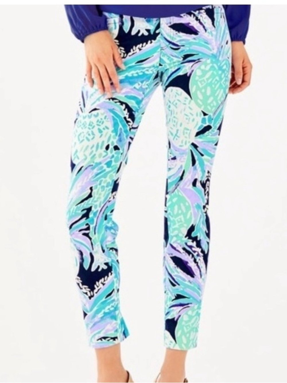NWT Lilly Pulitzer Kelley Skinny Ankle Pant bright Navy Alotta Colada size 4